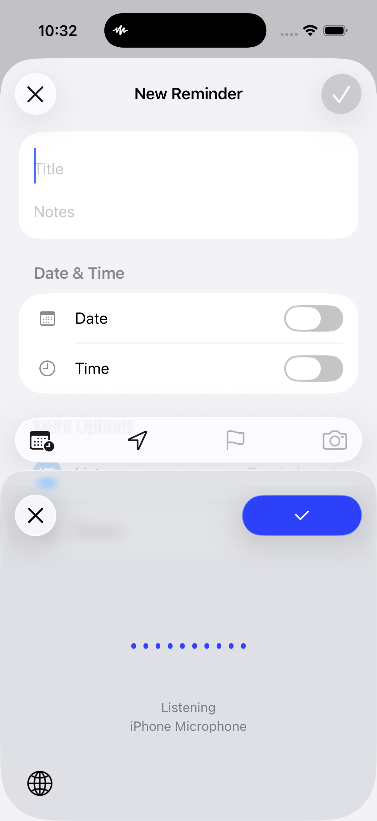 Voice Keyboard listening to the iPhone microphone